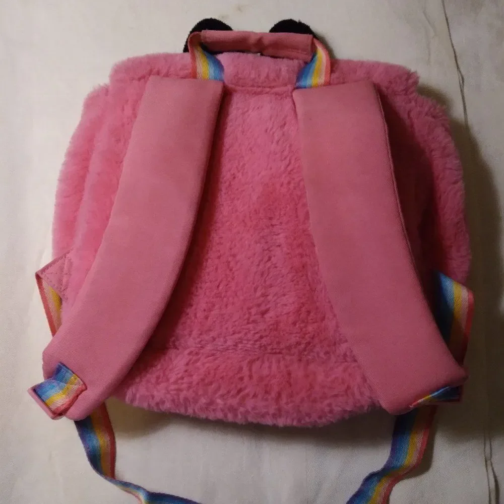 Disney Store Minnie Mouse Fuzzy Pink Backpack
